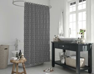 Banyo Perdesi 2x120x200 Çift Kanat Duş Perdesi Halka Hediyeli 1076