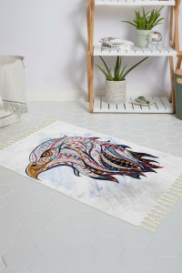 Banyo Halısı Dijital Baskılı Banyo Paspası 50x80 Polyester Kaymaz Tabanlı Duş Paspası Eagle