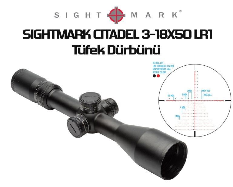 Sightmark Citadel 3 18x50 LR1 Tüfek Dürbünü - Siyah