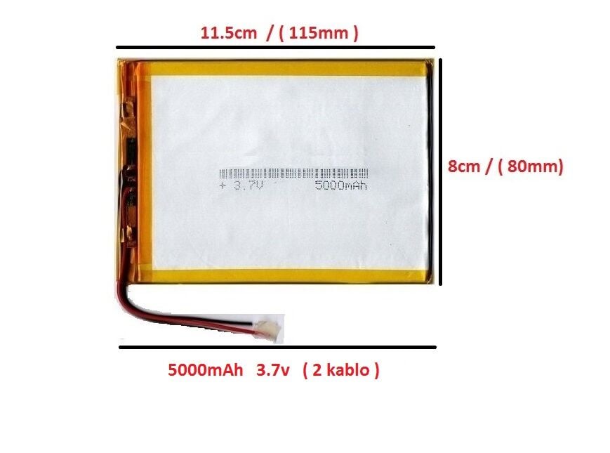 7 - 8 inç Tablet Bataryası 3.7v 5000 mah 11.5x8cm