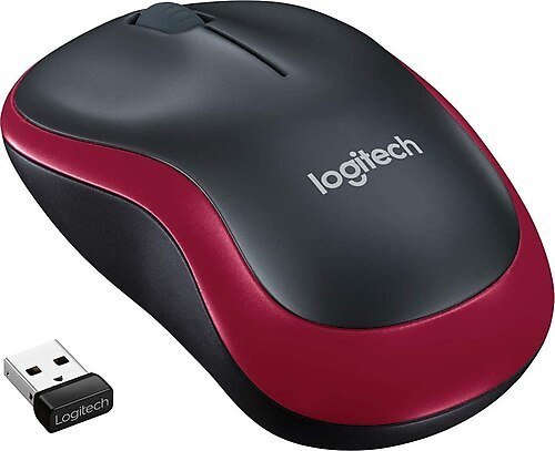 Logitech M185 USB Alıcılı Kompakt Kablosuz Mouse - Kırmızı Siyah