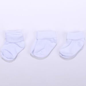 Unisex Beyaz 3'lü Bebek Çorap 0-6 AY