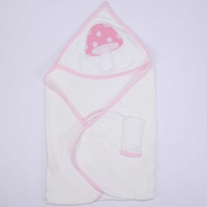 Kız Bebek Pembe Mantar Desenli Havlu Lif Set