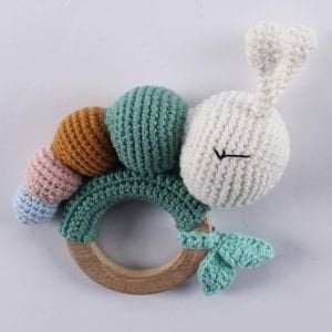 Amigurumi Renkli Tırtıllı Çıngıraklı Diş Kaşıyıcı