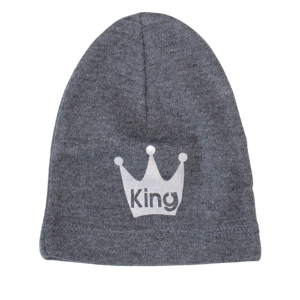 King Şapkalı Gri Beyaz Zıbın 3'lü