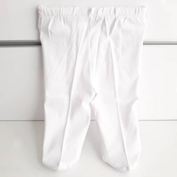 Patikli Beyaz Tek Alt Bebek Penye Pantolon
