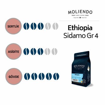 Moliendo Ethiopia Sidamo Gr 4 Kuru İşleme Yöresel Kahve 250 gr.