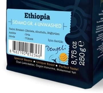 Moliendo Ethiopia Sidamo Gr 4 Kuru İşleme Yöresel Kahve 250 gr.