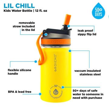 Grosche Lil Chill İzolasyonlu Çocuk Su Matarası Sarı 360 ml