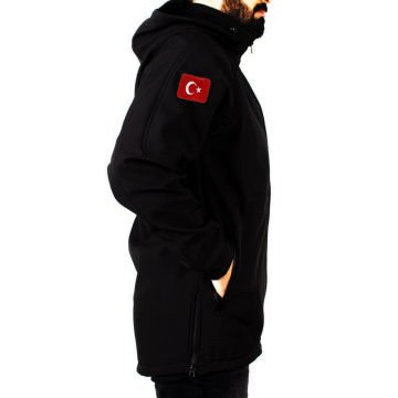 Siyah Taktik Softshell Mont Rüzgar Geçirmez