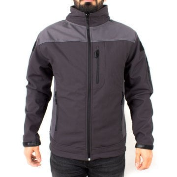 Gri Askeri Taktik Softshell Mont Rüzgar Geçirmez