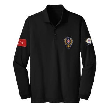 Çevik Kuvvet Polis Polo Yaka Uzun Kol Tişört Peç'li