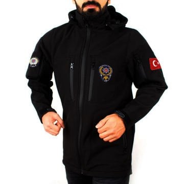 Çevik Kuvvet Polis Siyah Taktik Softshell Mont Rüzgar Geçirmez