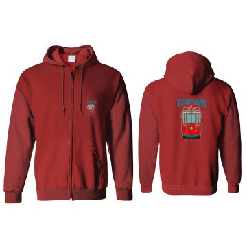 Taksim Kapşonlu Fermuarlı Sweatshirt Ön Arka Baskılı