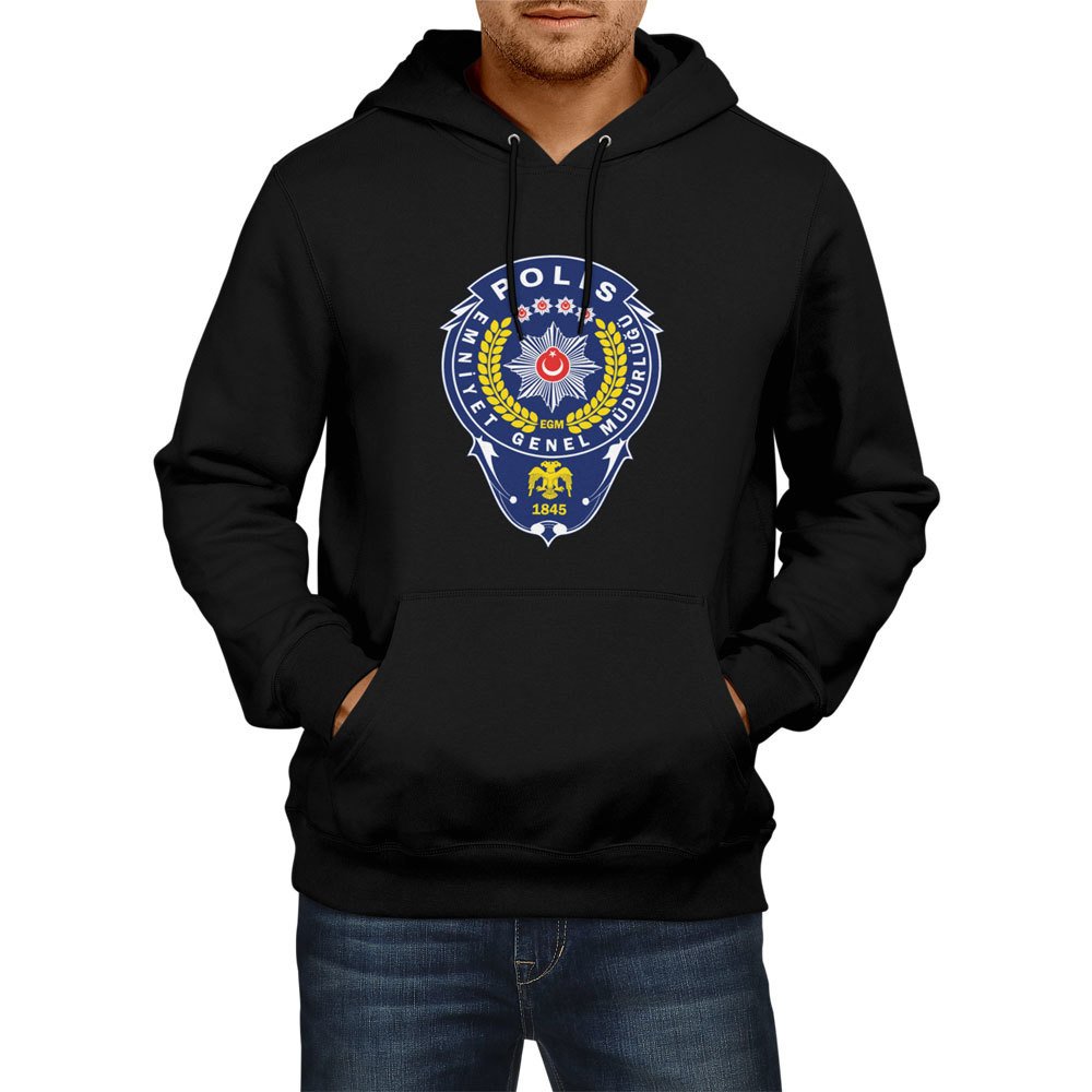 Polis Sweatshirt Kap onlu Sweatshirt Siyah XXL