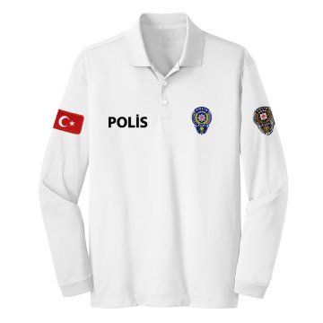 Polis Askeri Polo Yaka Uzun Kol Tişört Peç'li