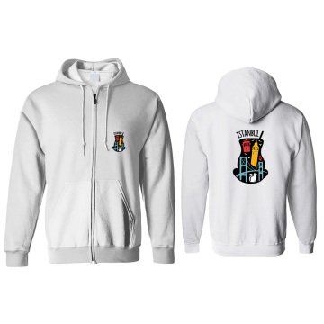 İstanbul Kapşonlu Fermuarlı Sweatshirt Ön Arka Baskılı