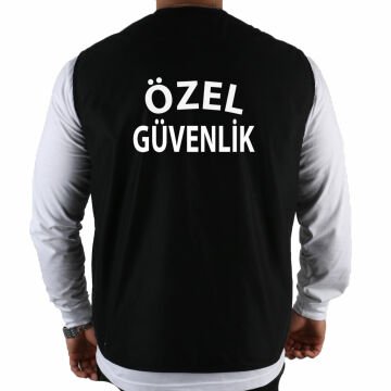 Özel Güvenlik Baskılı Siyah Yelek