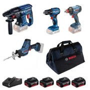 Bosch GBH 180-LI + GSA 18V-LI + GSR 185-LI + GDX 180-LI