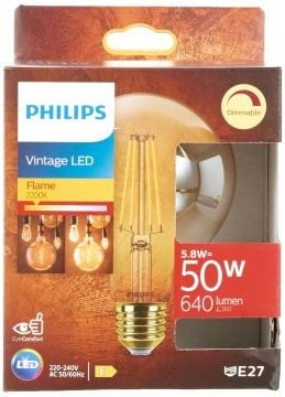 Philips Filament Led Ampul 5.8w Amber 50 W G95 E27