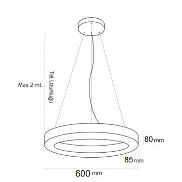 LUDEL Ø60 8CM BAGEL DEKORATİF SARKIT LİNEER ARMATÜR