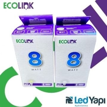 ECOLINK 8 WATT E27 LED AMPUL 720 LUMEN