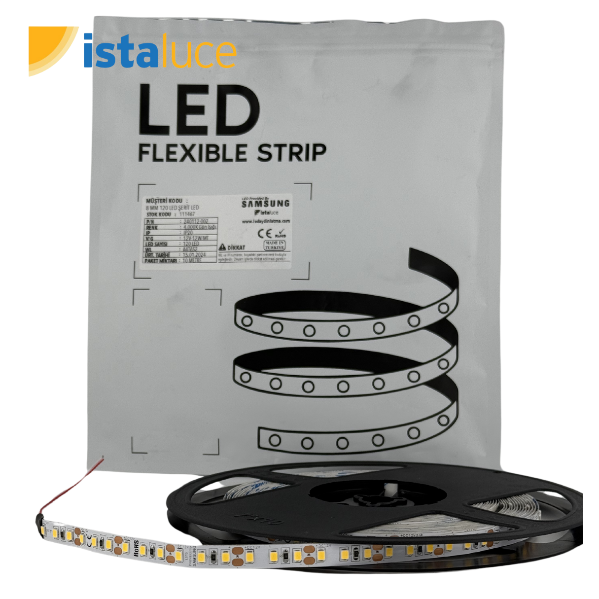 SAMSUNG 12V METREDE 120 LED ŞERİT LED İÇ MEKAN IP20 (mt fiyatı)