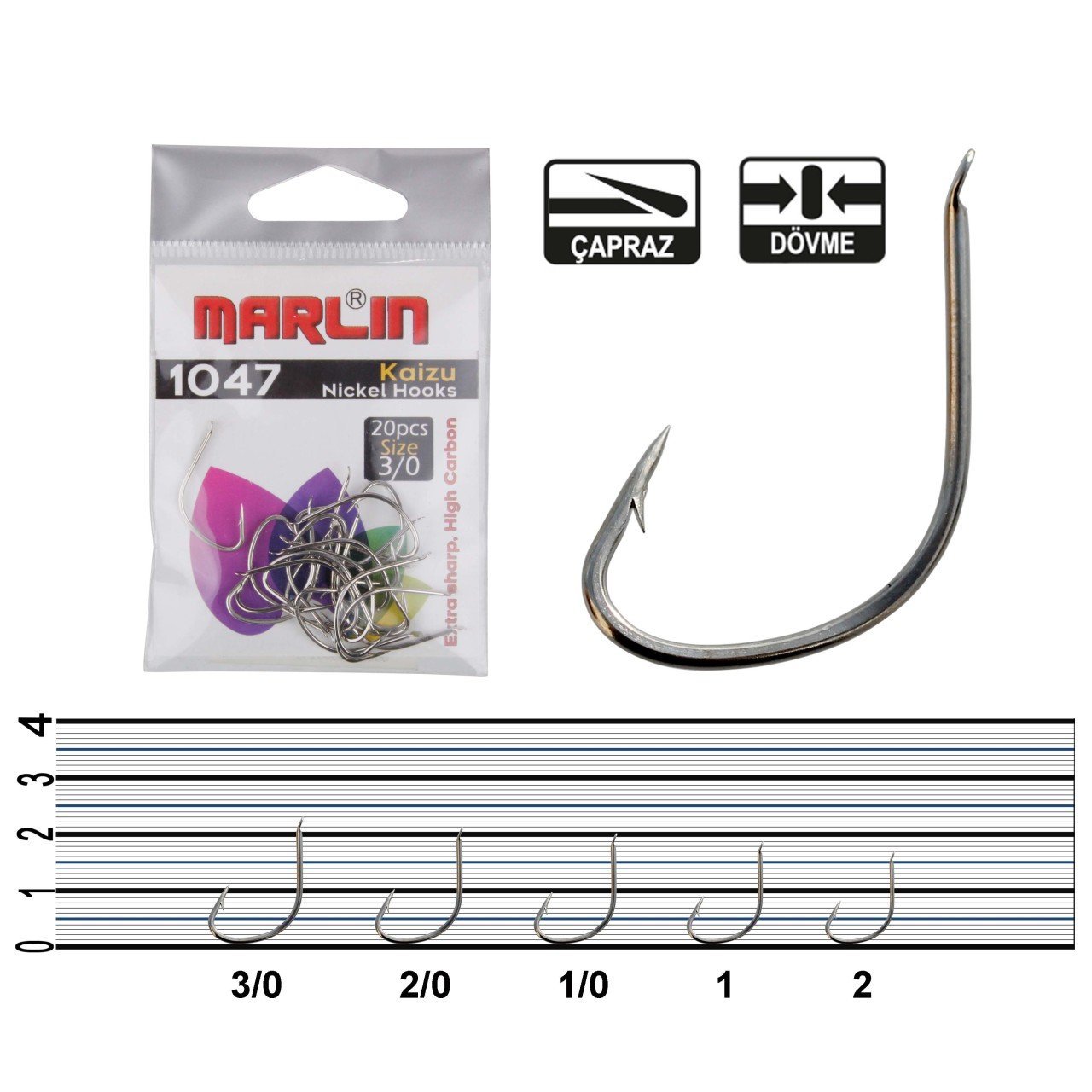 Marlin 1047 Kaizu-T HC Nickel İğne No:3/0 (20Pcs)