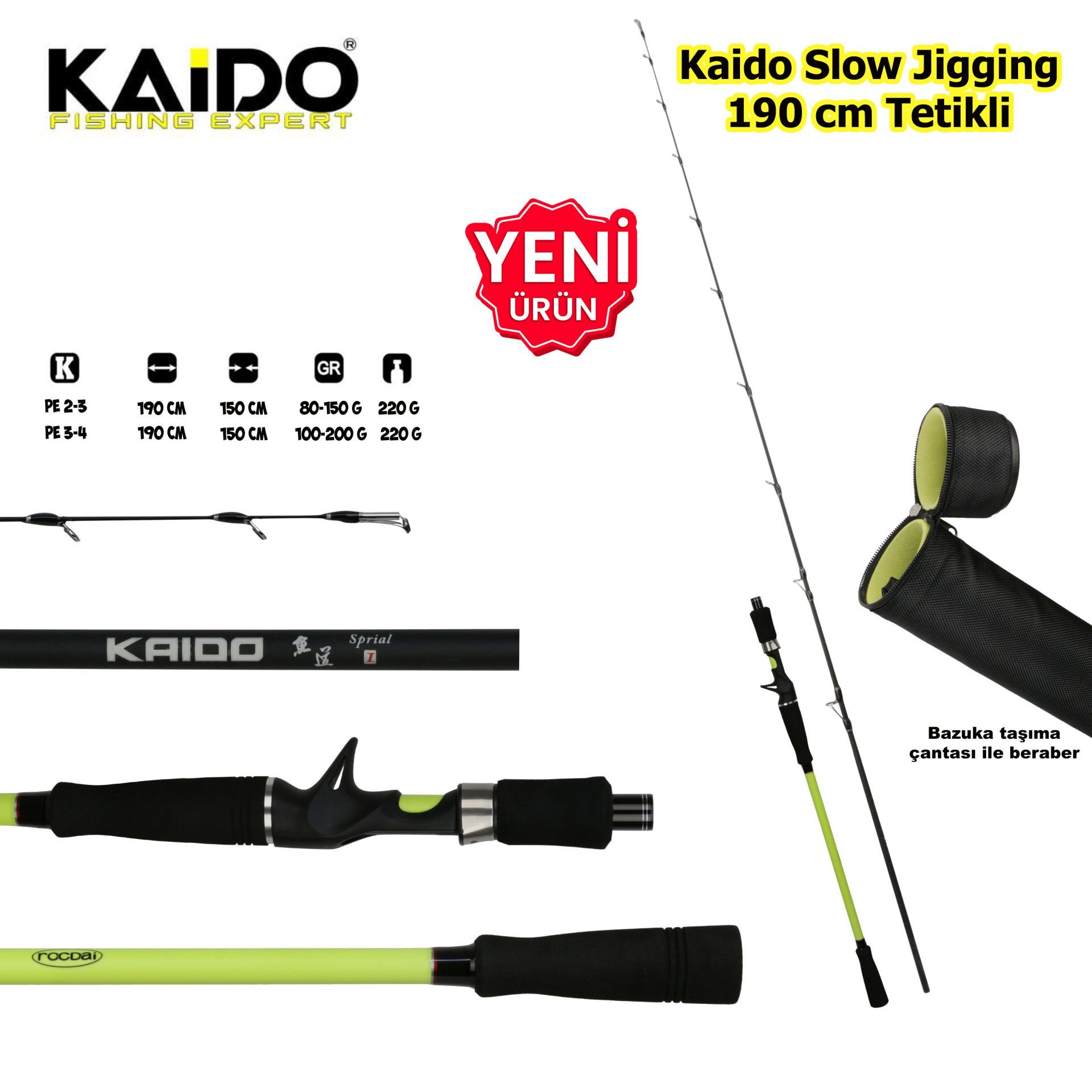 Kaido Slow Jig Kamışı 190 cm PE 3-4 TETİKSİZ