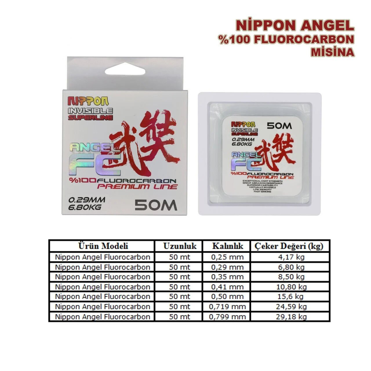 Nippon Angel FluoroCarbon Misina 50 mt 0,350 mm