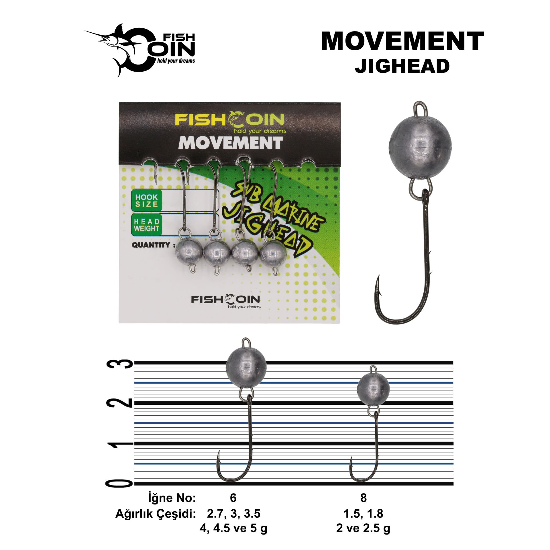 Fishcoin Movement Jighead 6-4 gr