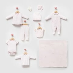 Pembe Fiyonk Nakışlı Kız Hastane Çıkışı- 10 Parça