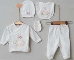 Krem Fiyonk Detaylı Set- 5 Parça-0.3 Ay