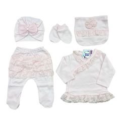 Pembe Fisto Detaylı Set- 5 Parça-0.3 Ay