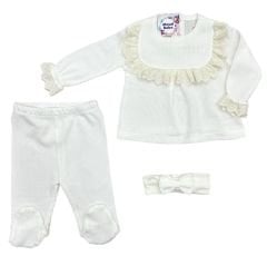 Krem Fisto Detaylı Set- 3 Parça