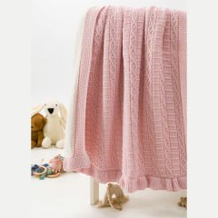 Pembe Fırfırlı Yünlü Battaniye