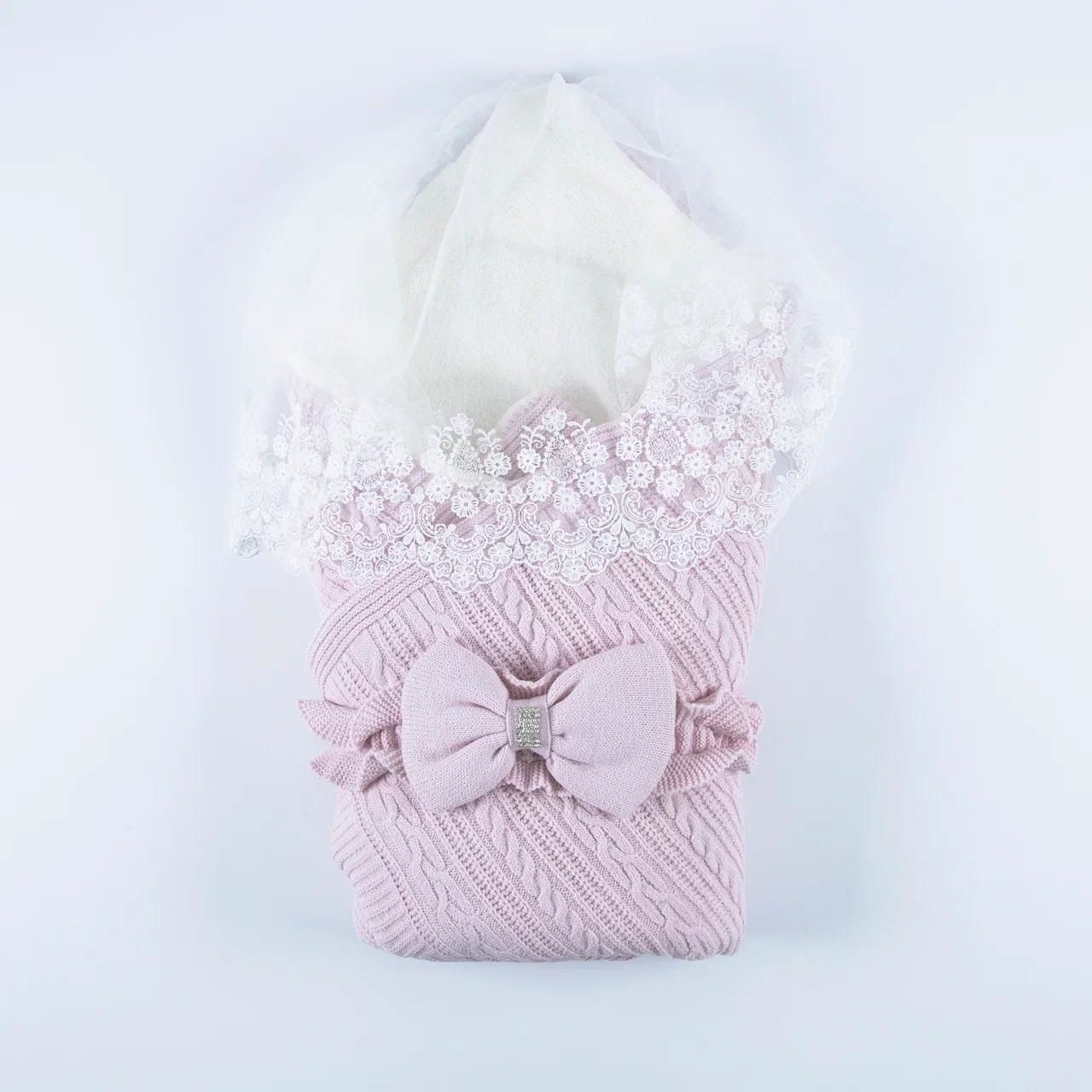 Duvaklı- Yünlü Kundak Battaniye- Pembe Renk