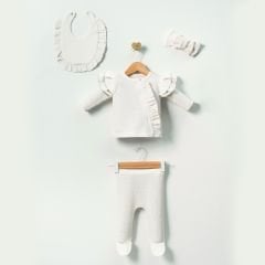 Waffle Kumaş Set- 5 Parça - 0.3 Ay- Krem