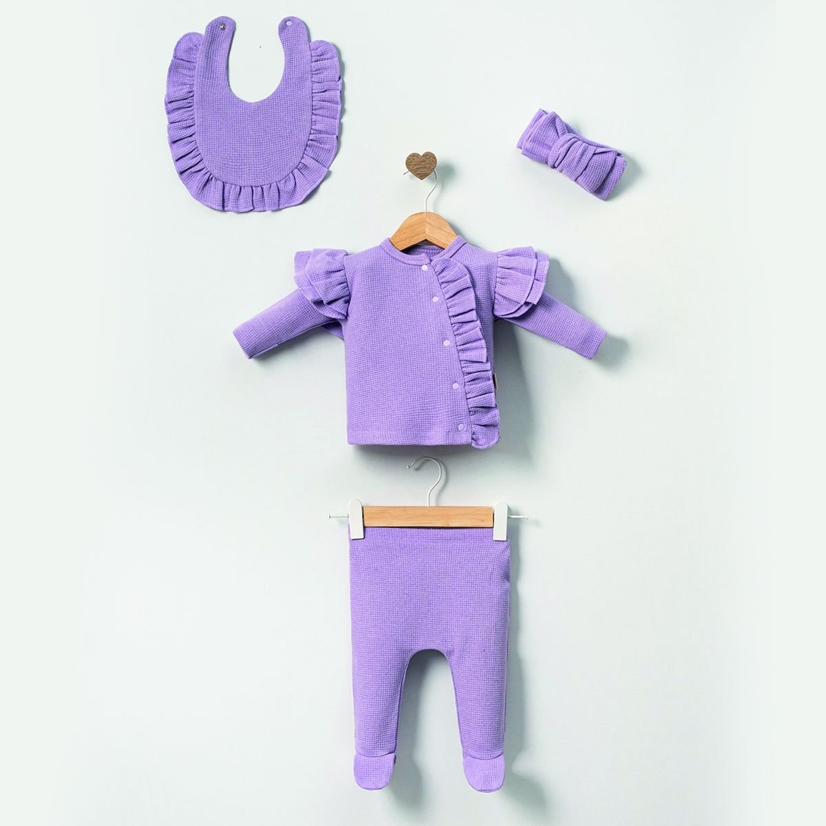 Waffle Kumaş Set- 5 Parça - 0.3 Ay- Lila
