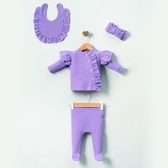 Waffle Kumaş Set- 5 Parça - 0.3 Ay- Lila