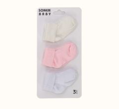 ÜçlüKarışık Bebe Çorabı-0.6 ay
