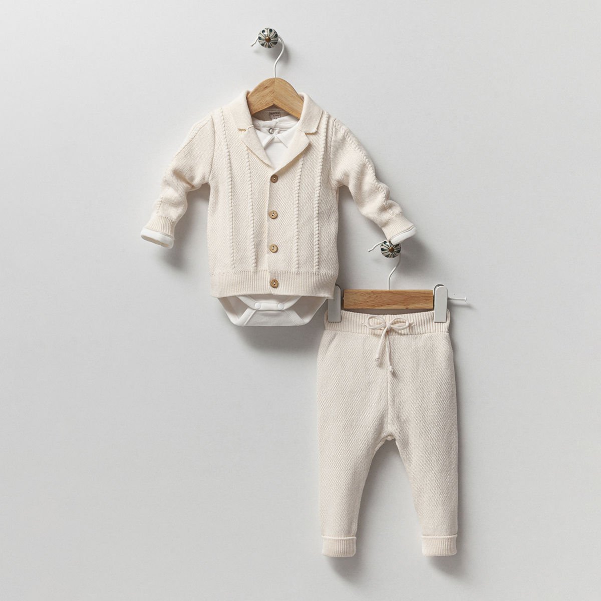 Organik Triko Set-Krem Renk
