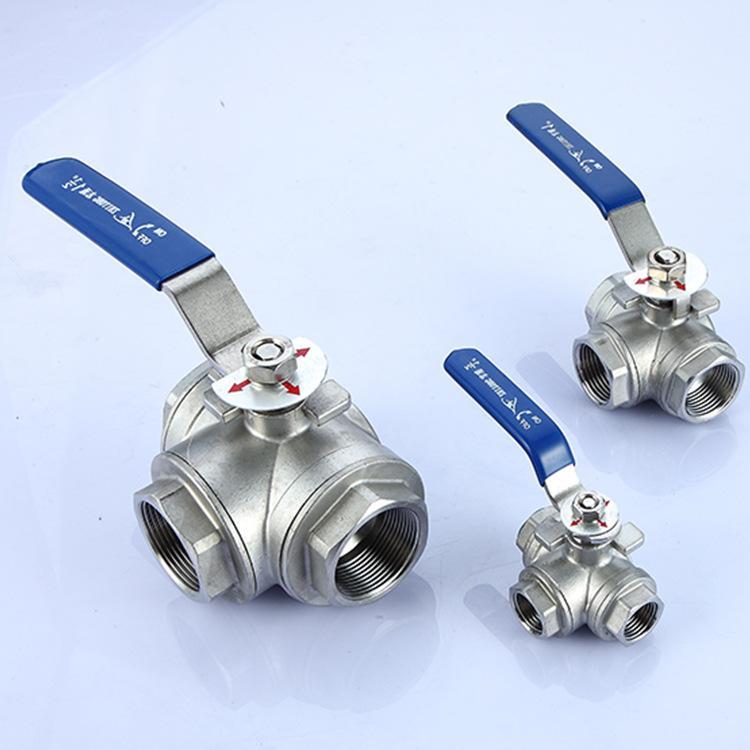 1/2'' 3 Yollu T Port Dişli AISI304 Paslanmaz Küresel Vana