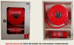 SIVA ÜSTÜ TÜPLÜ MODEL CAM  KAPAK  DİKEY TİP YANGIN DOLABI 3027 D