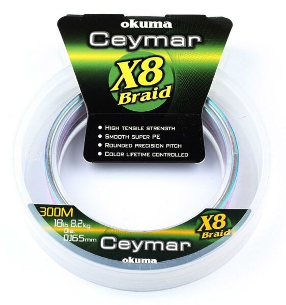 OKUMA Ceymar (Multı Color)150mt 8 Kat Örgü / İp Misina - 0,128 mm