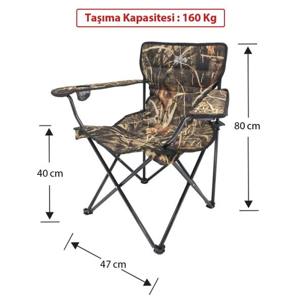 GRAY WOLF Quatro Bardaklı Katlanır Kamp Sandalyesi (Saz Desen)
