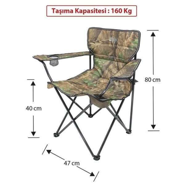 GRAY WOLF Quatro Bardaklı Katlanır Kamp Sandalyesi (Ağaç Desen)