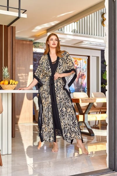 Desenli Uzun Kimono Sabahlık CossybyAqua 24555