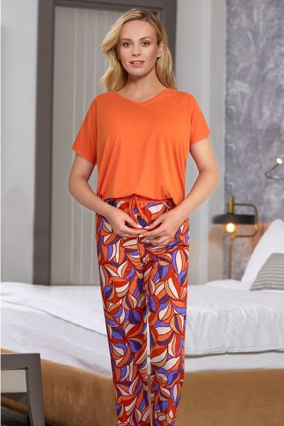 Kısa Kol Desenli Homewear Pijama Takımı CossybyAqua 23590