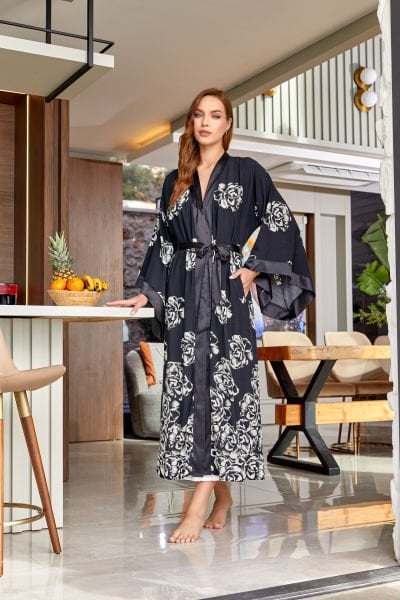 Desenli Uzun Kimono Sabahlık CossybyAqua 24581